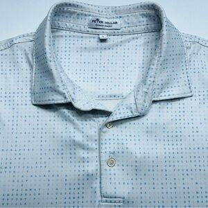 Peter Millar Summer Comfort Polo Shirt Mens Size Large All Over Print Spell Out